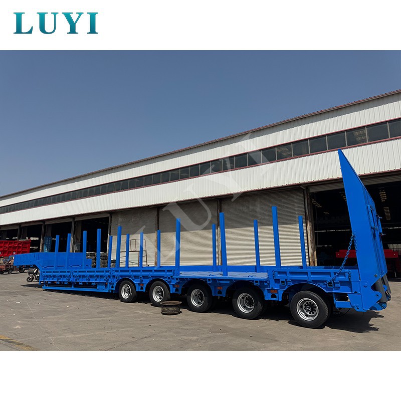 5-axle 60-ton Heavy-duty Low-bed Truck, Retractable Low-bed Semi-trailer high quality