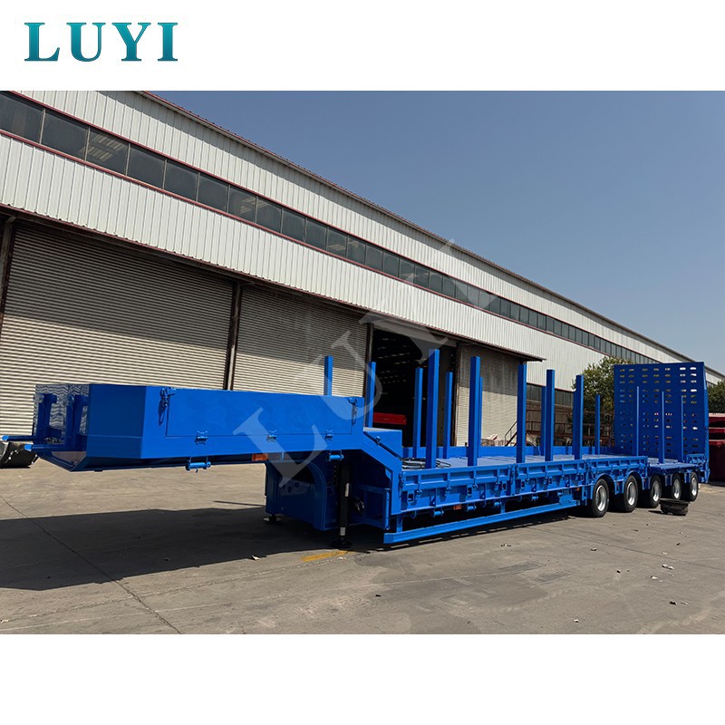 5-axle 60-ton Heavy-duty Low-bed Truck, Retractable Low-bed Semi-trailer manufacturers