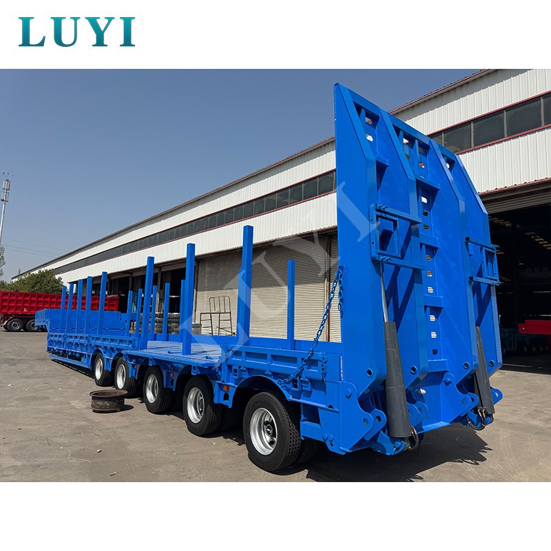 5-axle 60-ton Heavy-duty Low-bed Truck, Retractable Low-bed Semi-trailer suppliers