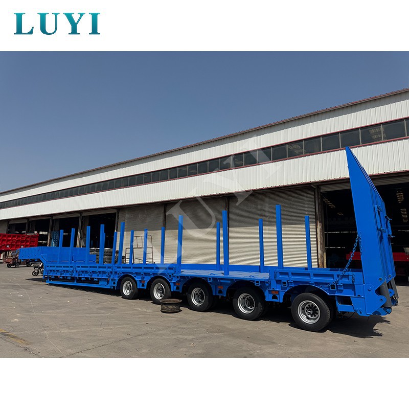 5-axle 60-ton Heavy-duty Low-bed Truck, Retractable Low-bed Semi-trailer factory