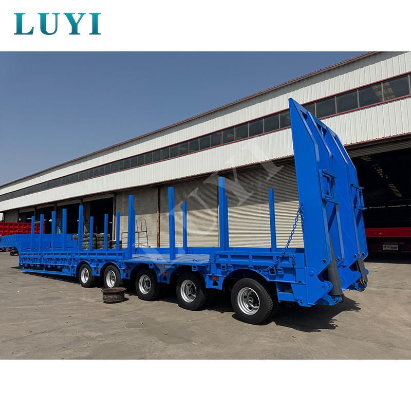 5-axle 60-ton Heavy-duty Low-bed Truck, Retractable Low-bed Semi-trailer price